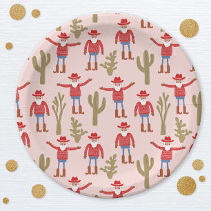 Cowboy Santa Claus Western Christmas Paper Plates