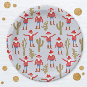 Cowboy Santa Claus Western Christmas Paper Plates