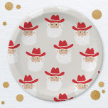 Cowboy Santa Claus Western Christmas Paper Plates<br><div class="desc">Santa Claus in a cowboy hat for a fun Western themed Christmas.  Original art by Nic Squirrell.</div>