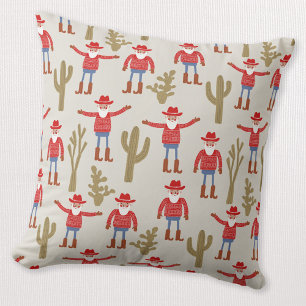 Cowboy Santa Claus Western Christmas Throw Pillow