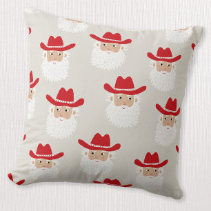 Cowboy Santa Claus Western Christmas Throw Pillow