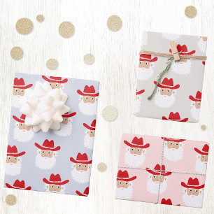 Cowboy Santa Claus Western Christmas Wrapping Paper Sheets