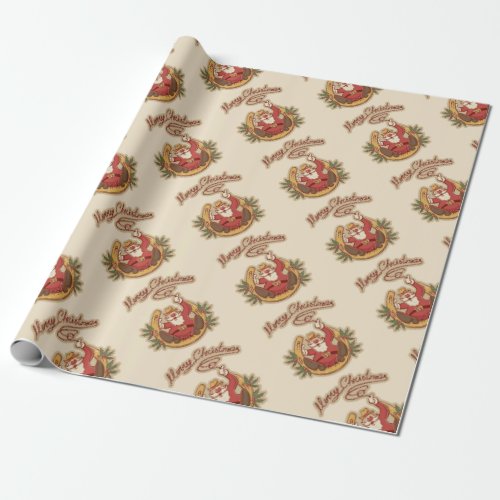 Cowboy Santa Claus Wrapping Paper