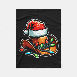 Cowboy Santa Hat Xmas Reindeer Rodeo Christmas In Fleece Blanket