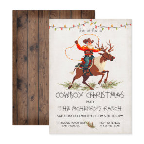 Cowboy Santa Reindeer Christmas Party Invitation