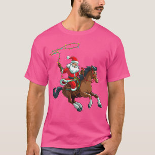 Cowboy Santa Riding A Horse Christmas Funny T-Shirt