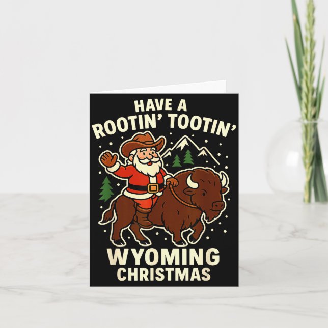 Cowboy Santa Shirt Wyoming Christmas Buffalo Holid Card (Front)