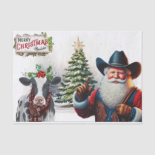 Cowboy santa tissue paper