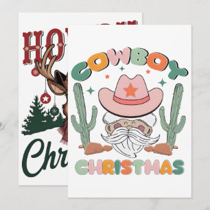 Cowboy Santa Western Christmas Rodeo PNG Design Holiday Card