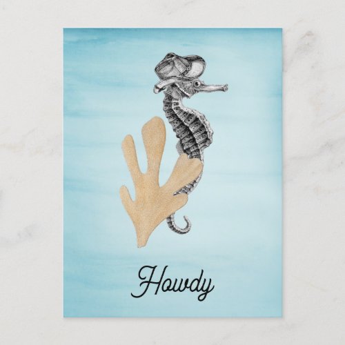 Cowboy Seahorse Postcard