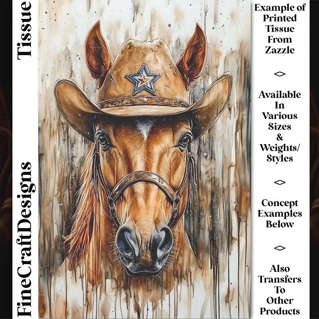 Cowboy Sheriff Chesnut Horse In Hat DD6 Decoupage Tissue Paper (Creator Uploaded)