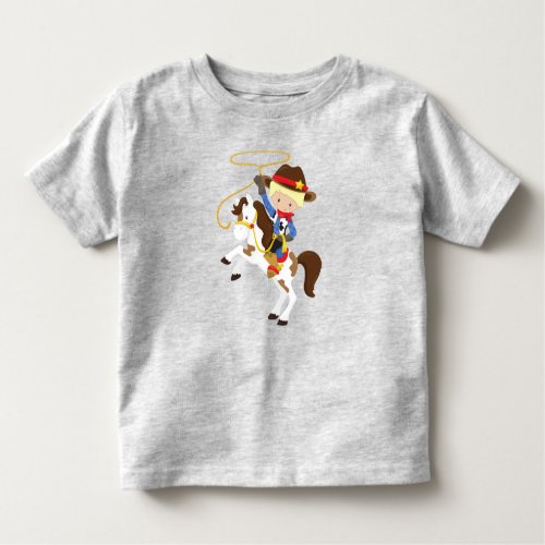 Cowboy Sheriff Horse Lasso Western Blond Hair Toddler T_shirt