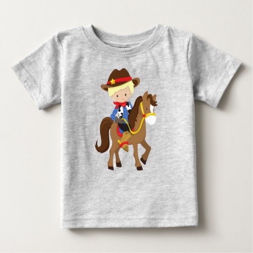 Cowboy Sheriff Horse Western Blond Hair Baby T_Shirt