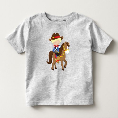 Cowboy Sheriff Horse Western Blond Hair Toddler T_shirt
