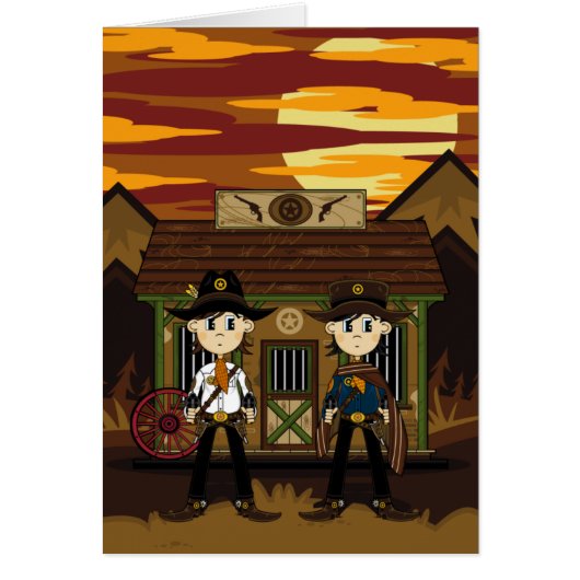 Cowboy Sheriffs at Western Jail Cards (Front)