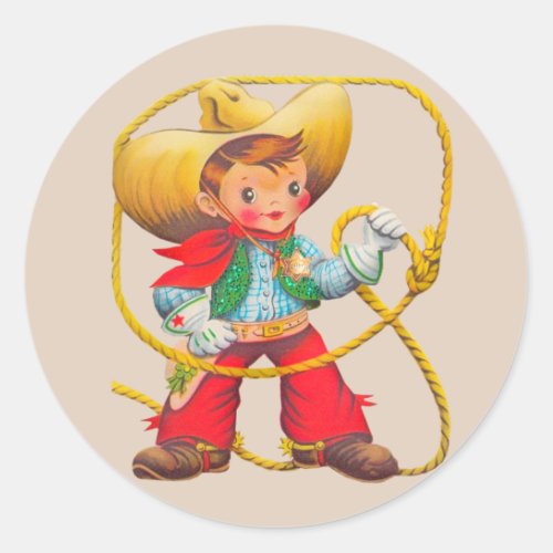 Cowboy Sherriff Boys Birthday Party  Classic Round Sticker