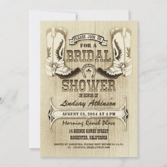 cowboy shoes western bridal shower invitations