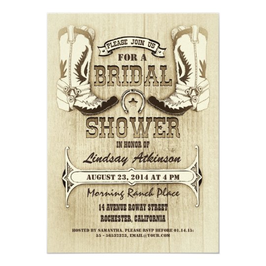 cowboy shoes western bridal shower invitations | Zazzle.com