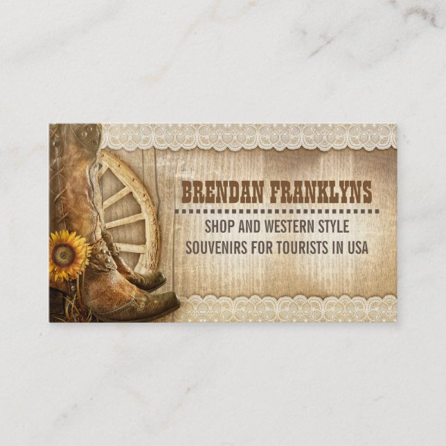 Cowboy Shoes Western Country Business Card (Front)