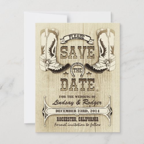 cowboy shoes western country save the date