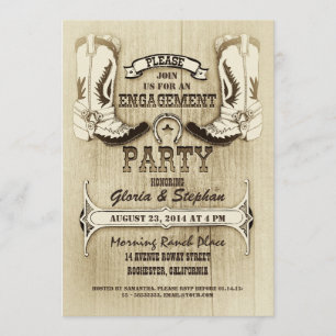 cowboy shoes western engagement party invitations