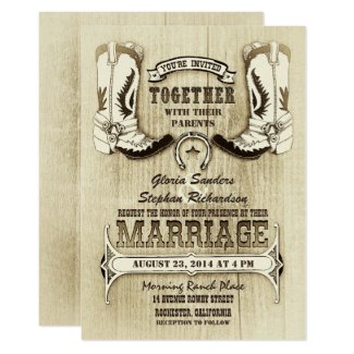 cowboy shoes western wedding invitations