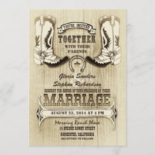 cowboy shoes western wedding invitations