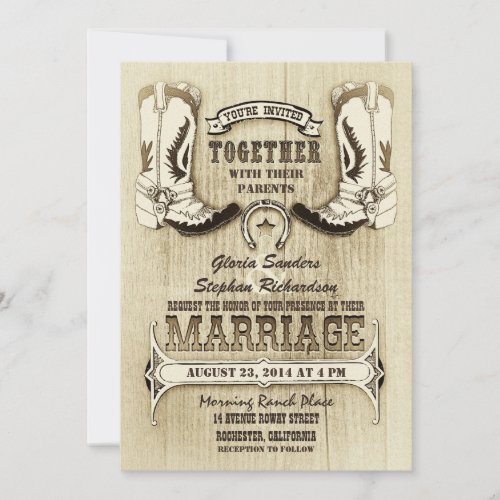 cowboy shoes western wedding invitations