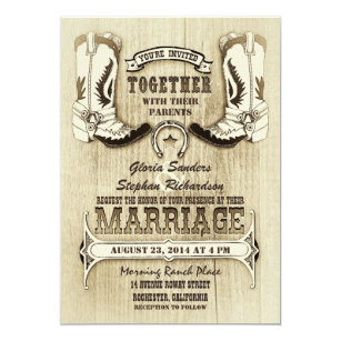 Cowboy Wedding Invitations Announcements Zazzle Cowboy Shoes Western Wedding Invitations