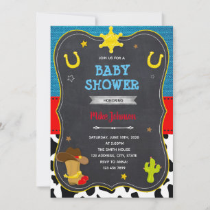 Cowboy shower birthday invitation