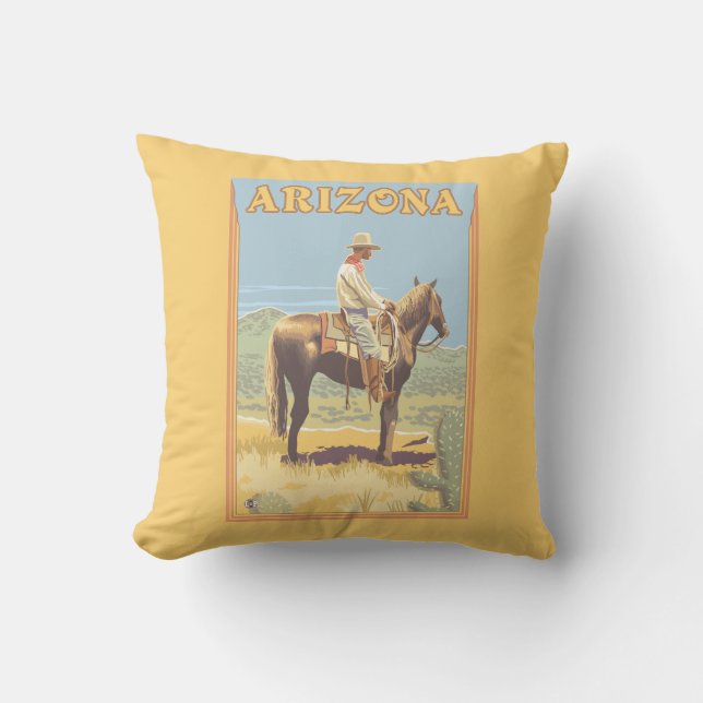 Cowboy (Side View)Arizona Throw Pillow (Front)