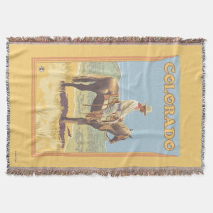 Cowboy (Side View)Colorado Throw Blanket