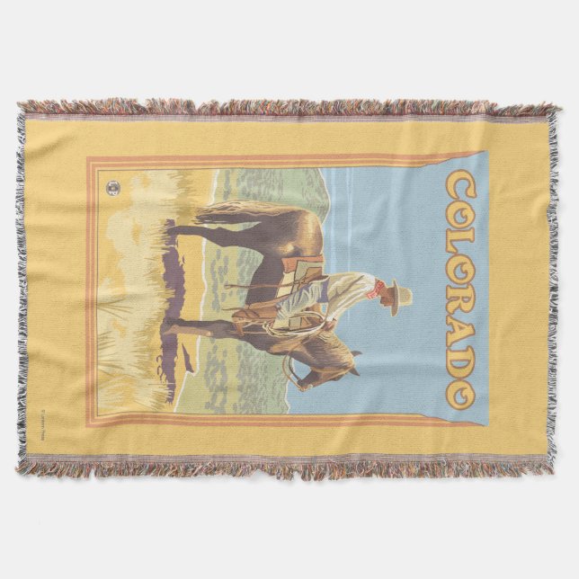 Cowboy (Side View)Colorado Throw Blanket (Front)