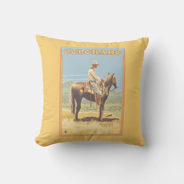 Cowboy (Side View)Colorado Throw Pillow (Front)