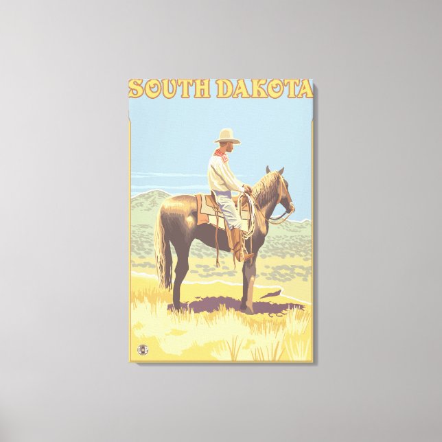 Cowboy (Side View)South Dakota Canvas Print (Front)