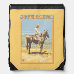Cowboy (Side View)South Dakota Drawstring Bag