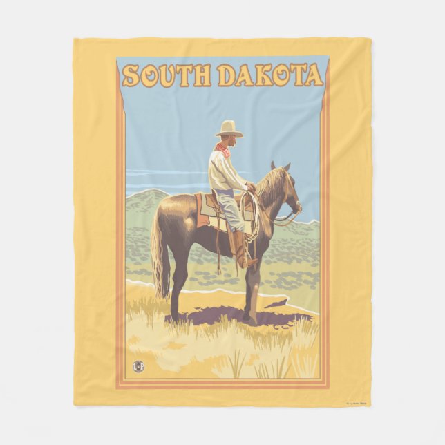 Cowboy (Side View)South Dakota Fleece Blanket (Front)