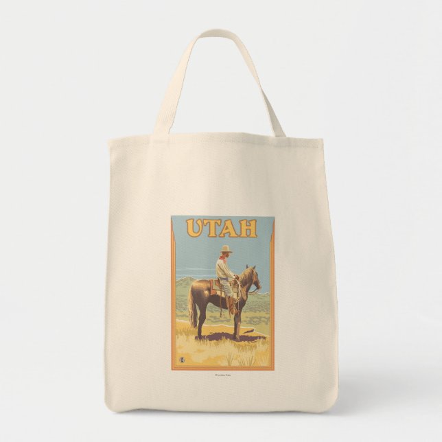 Cowboy (Side View)Utah Tote Bag (Front)