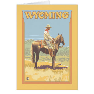 Cowboy (Side View)Wyoming Cards