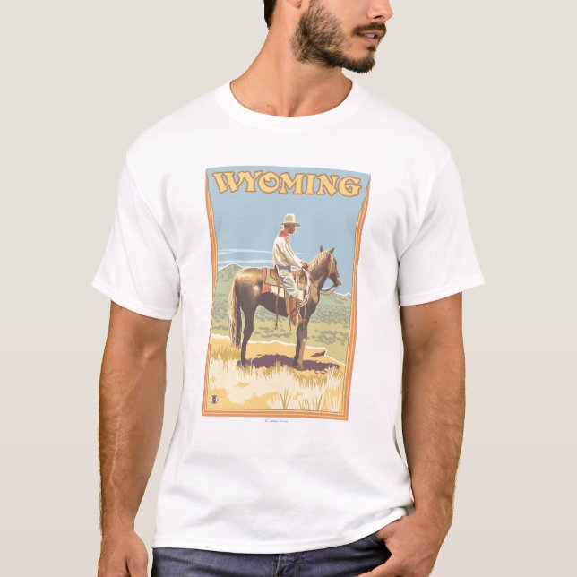 Cowboy (Side View)Wyoming T-Shirt (Front)