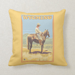 Cowboy (Side View)Wyoming Throw Pillow