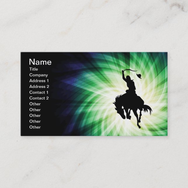 Cowboy Silhouette; Glowing Business Card (Front)