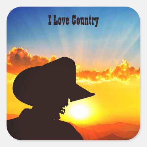 Cowboy Silhouette Square Sticker