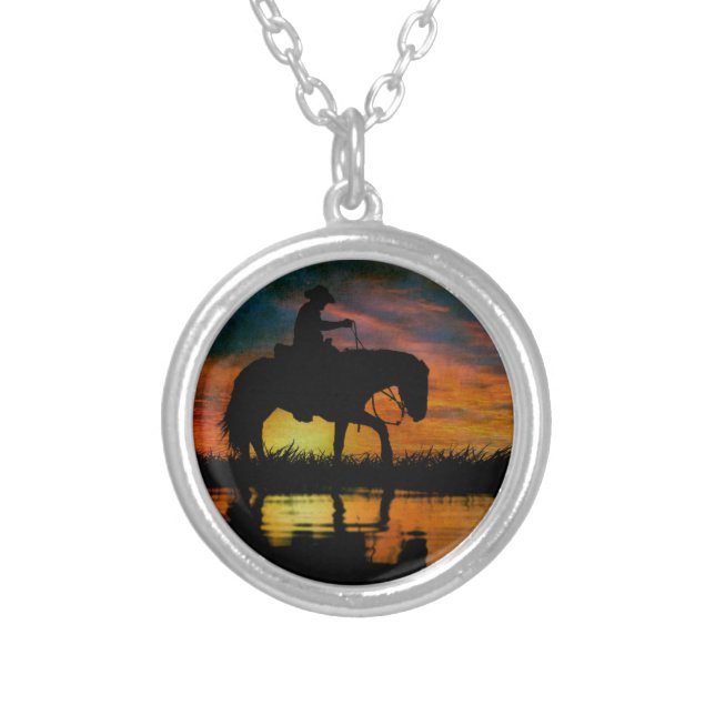 Cowboy Silver Plate Necklace (Front)