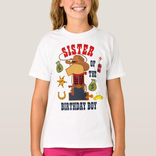 Cowboy Sister of the First Birthday  T_Shirt