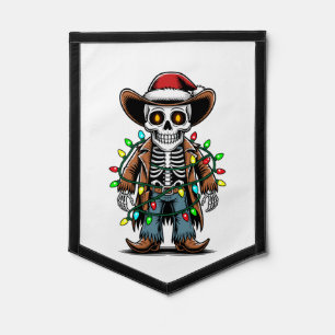 Cowboy Skeleton Christmas Lights Western Pennant