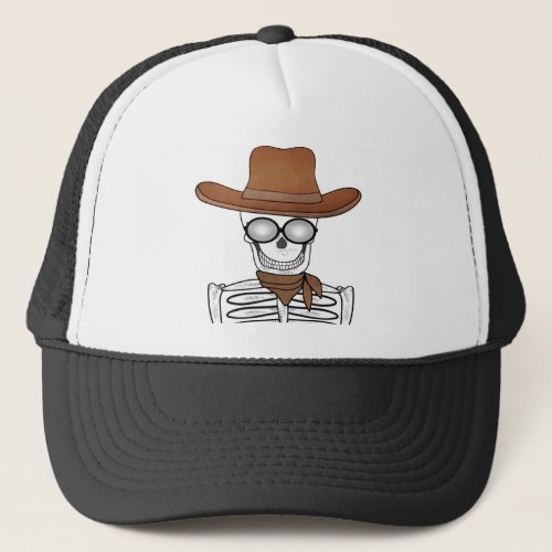 Cowboy skeleton western country skull ghost trucker hat