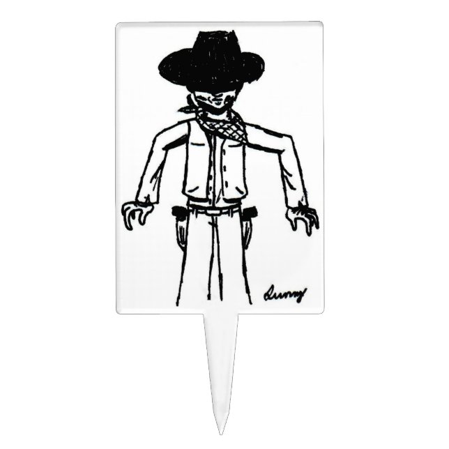 Cowboy Sketch Cake Topper (Front)