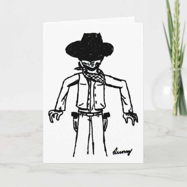 Cowboy Sketch "Howdy Pardner" Greeting Card (Front)