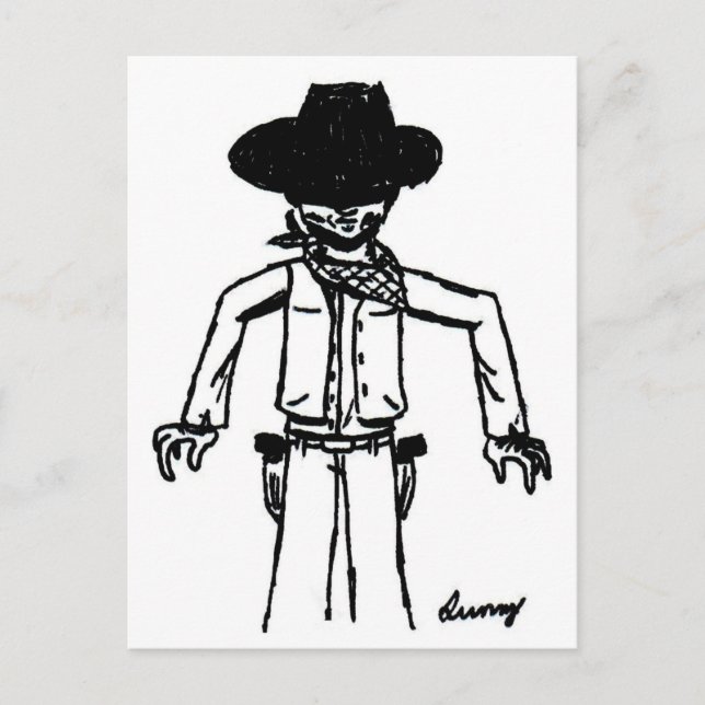 Cowboy Sketch Postcard (Front)